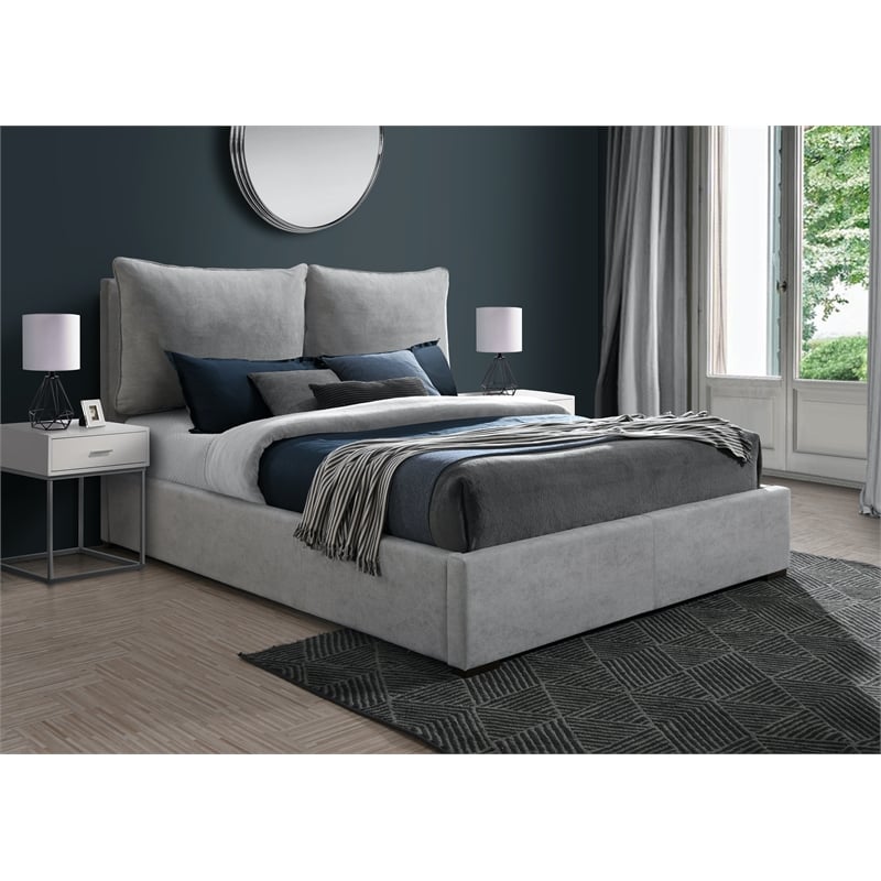 Pemberly Row Contemporary Light Gray Fabric King Bed - 82