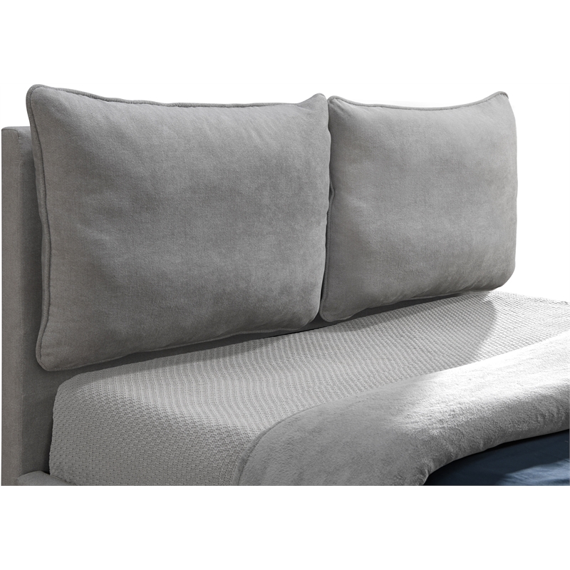 Pemberly Row Contemporary Light Gray Fabric King Bed - 82