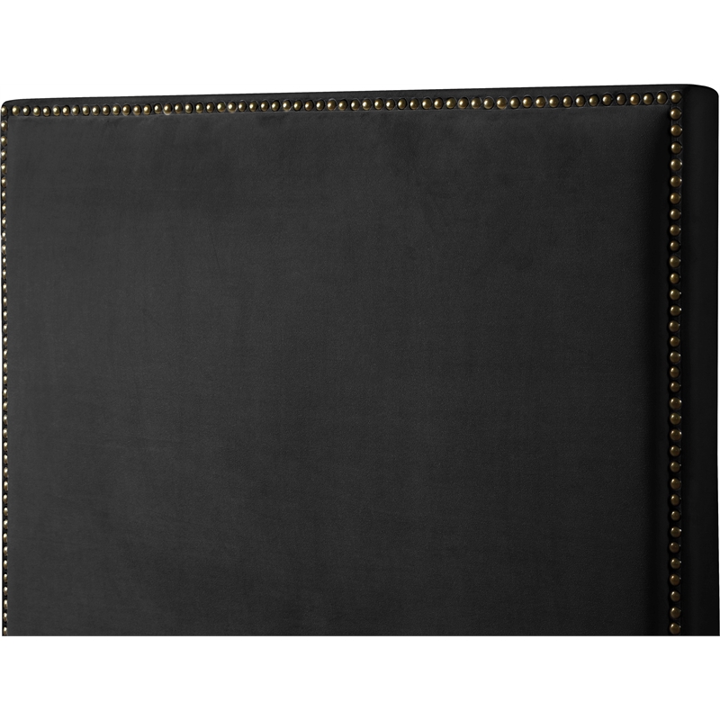Pemberly Row Contemporary Soft Black Velvet King Bed - 82