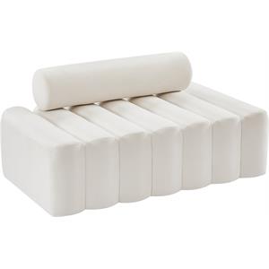 Pemberly Row Contemporary Soft Cream Velvet Loveseat - 58&quotW x 32.5&quotD x 28&quotH