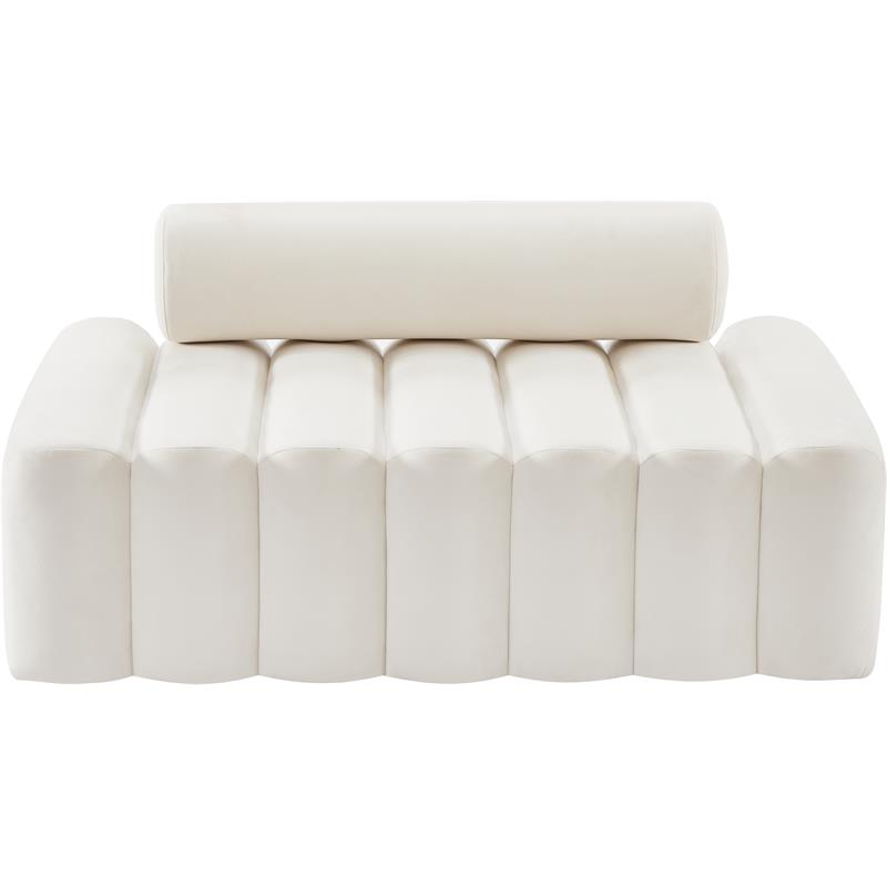Pemberly Row Contemporary Soft Cream Velvet Loveseat - 58