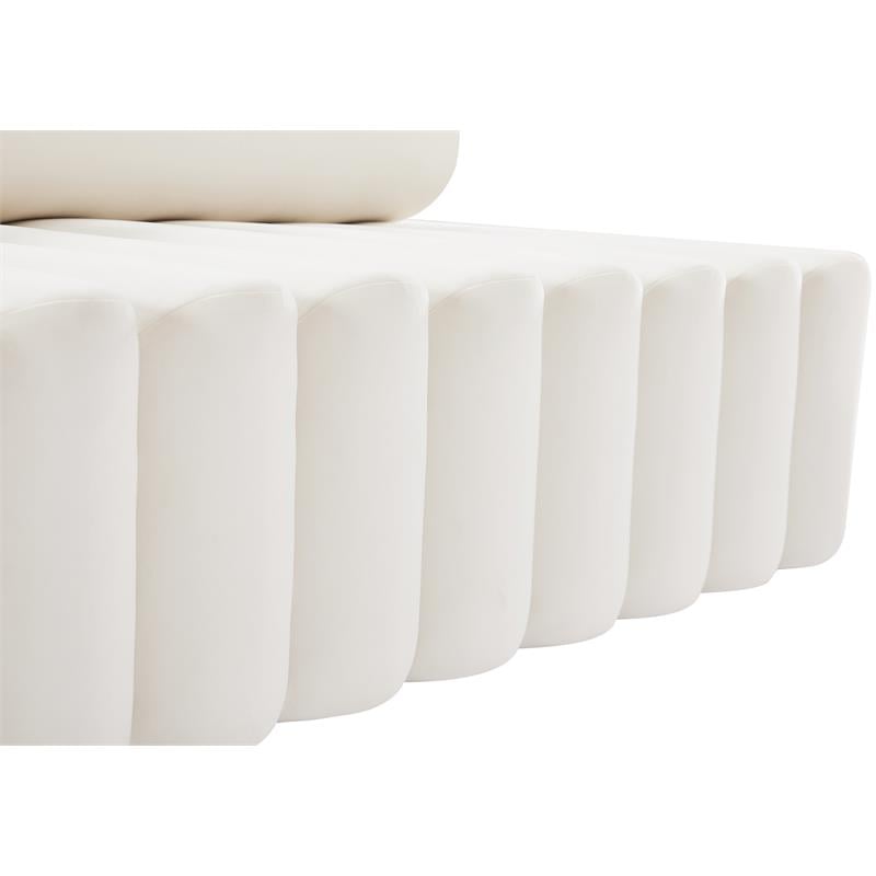 Pemberly Row Contemporary Soft Cream Velvet Loveseat - 58