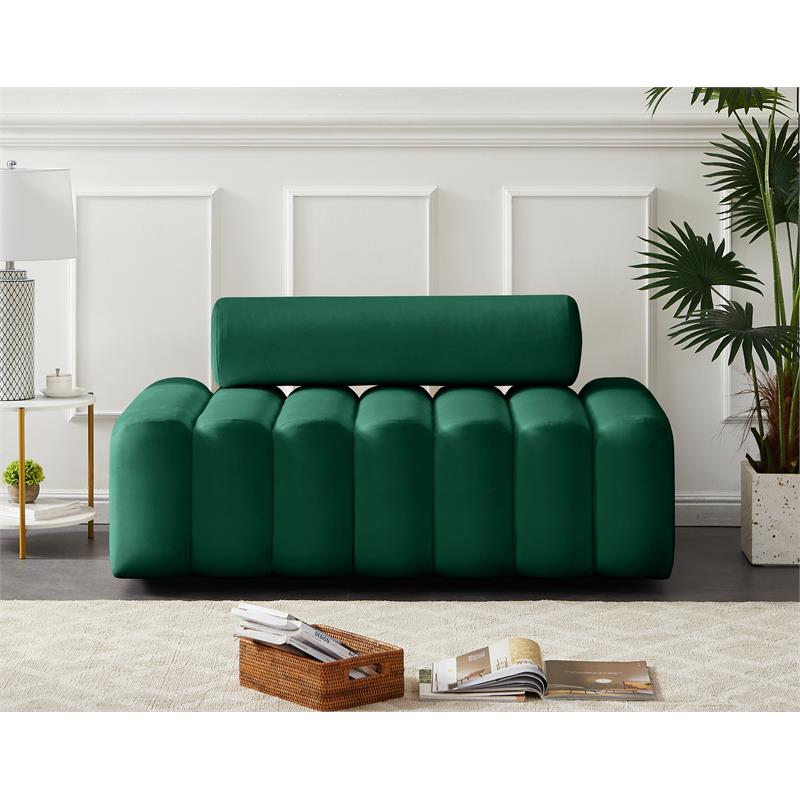 Pemberly Row Contemporary Soft Green Velvet Loveseat - 58