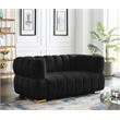 Pemberly Row Contemporary Soft Black Velvet Loveseat - 68