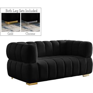 Pemberly Row Contemporary Soft Black Velvet Loveseat - 68&quotW x 35&quotD x 29.5&quotH