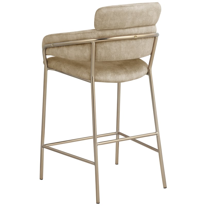 Pemberly Row Contemporary Beige Velvet Counter Stool - 21.5
