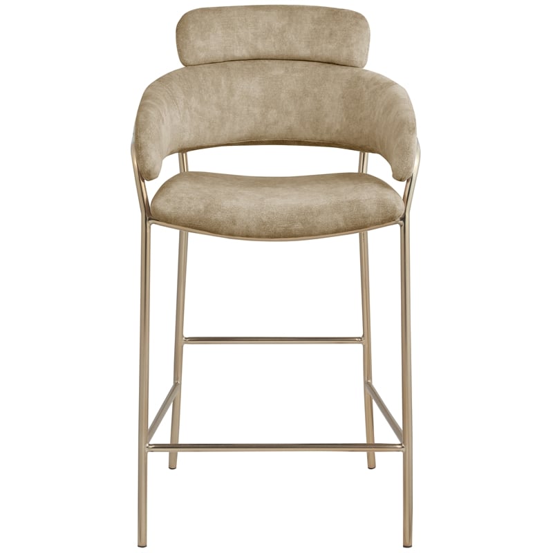 Pemberly Row Contemporary Beige Velvet Counter Stool - 21.5
