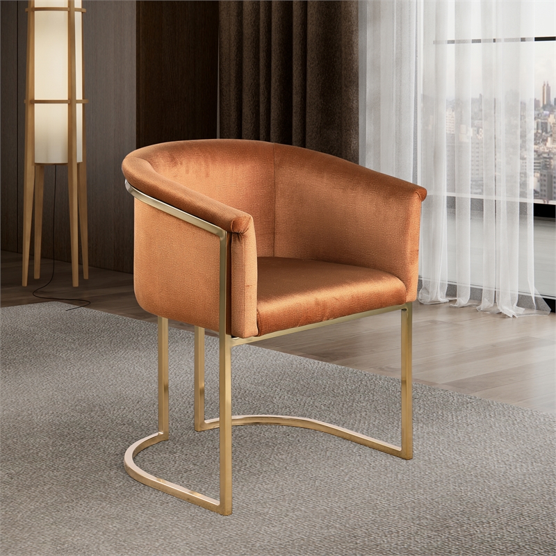 Pemberly Row Contemporary Cognac Velvet Dining Chair - 24.5
