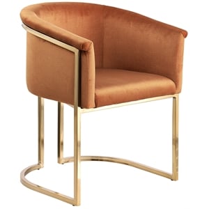 Pemberly Row Contemporary Cognac Velvet Dining Chair - 24.5&quotW x 22&quotD x 29.5&quotH