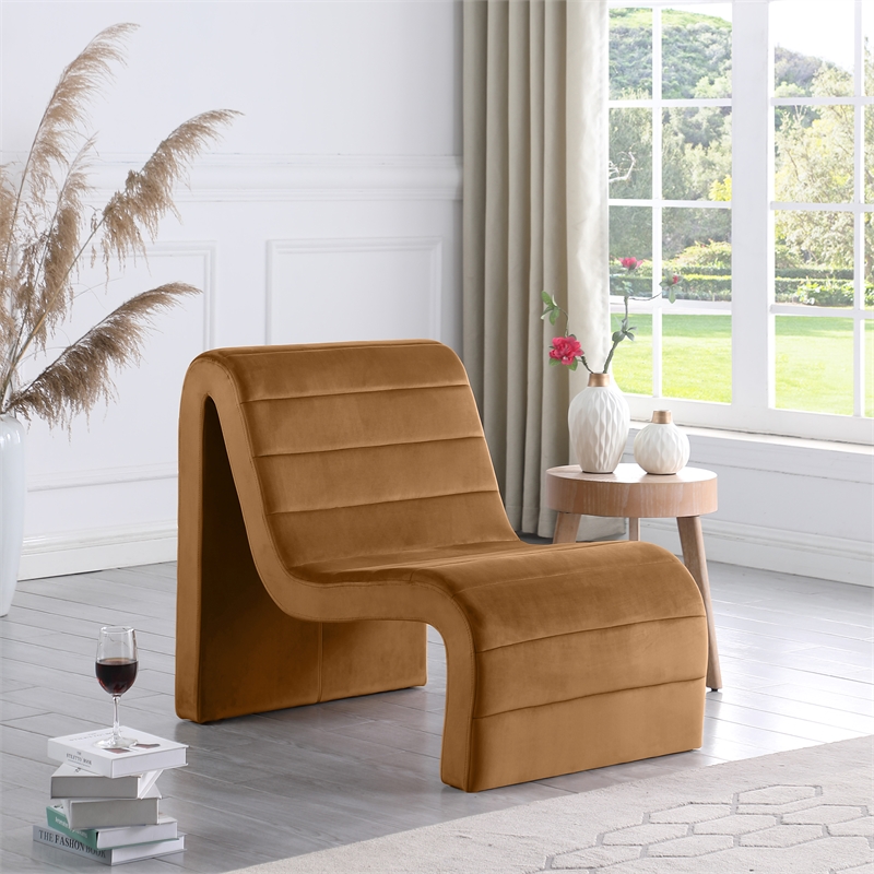 Pemberly Row Contemporary Saddle Velvet Accent Chair - 26.4
