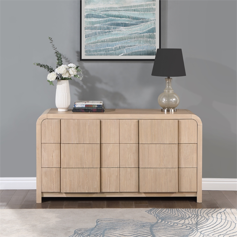 Pemberly Row Contemporary Natural Oak Veneer Dresser - 60