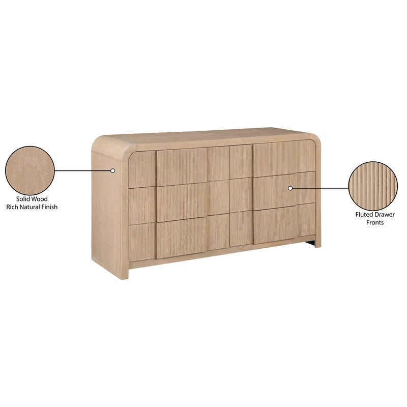 Pemberly Row Contemporary Natural Oak Veneer Dresser - 60