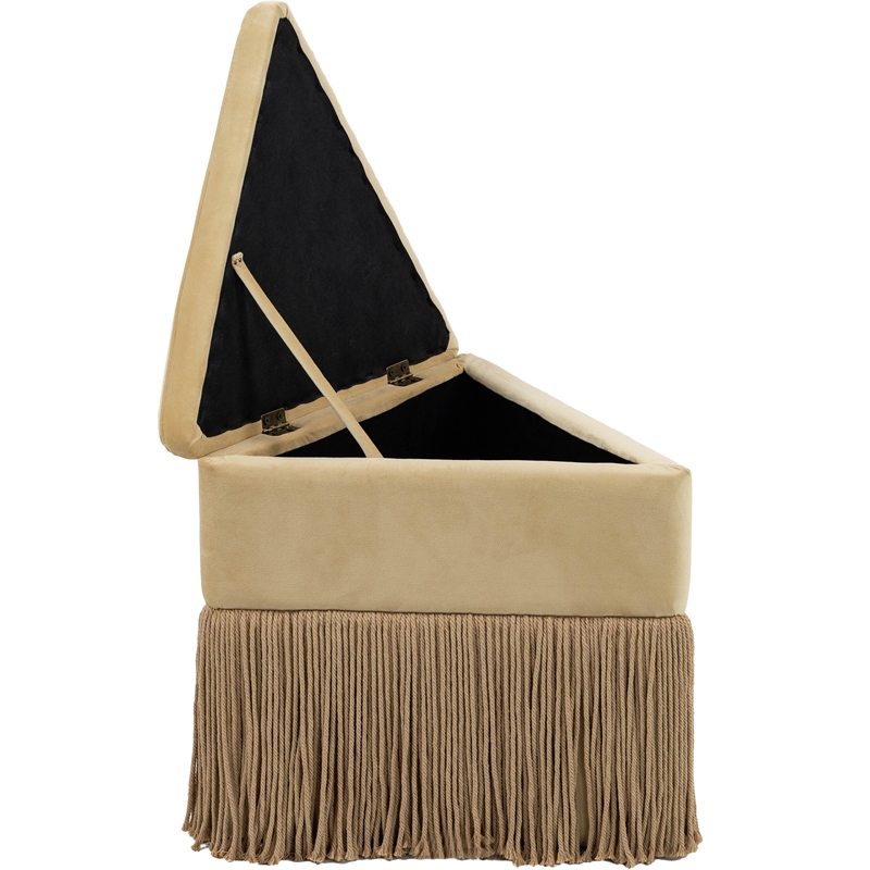 Pemberly Row Contemporary Camel Velvet Ottoman/Stool - 19.5