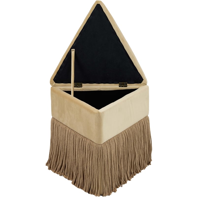 Pemberly Row Contemporary Camel Velvet Ottoman/Stool - 19.5