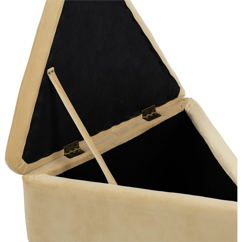 Pemberly Row Contemporary Camel Velvet Ottoman/Stool - 19.5