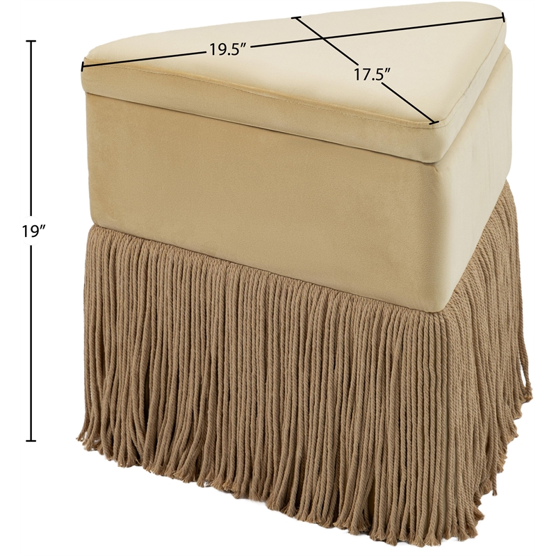 Pemberly Row Contemporary Camel Velvet Ottoman/Stool - 19.5