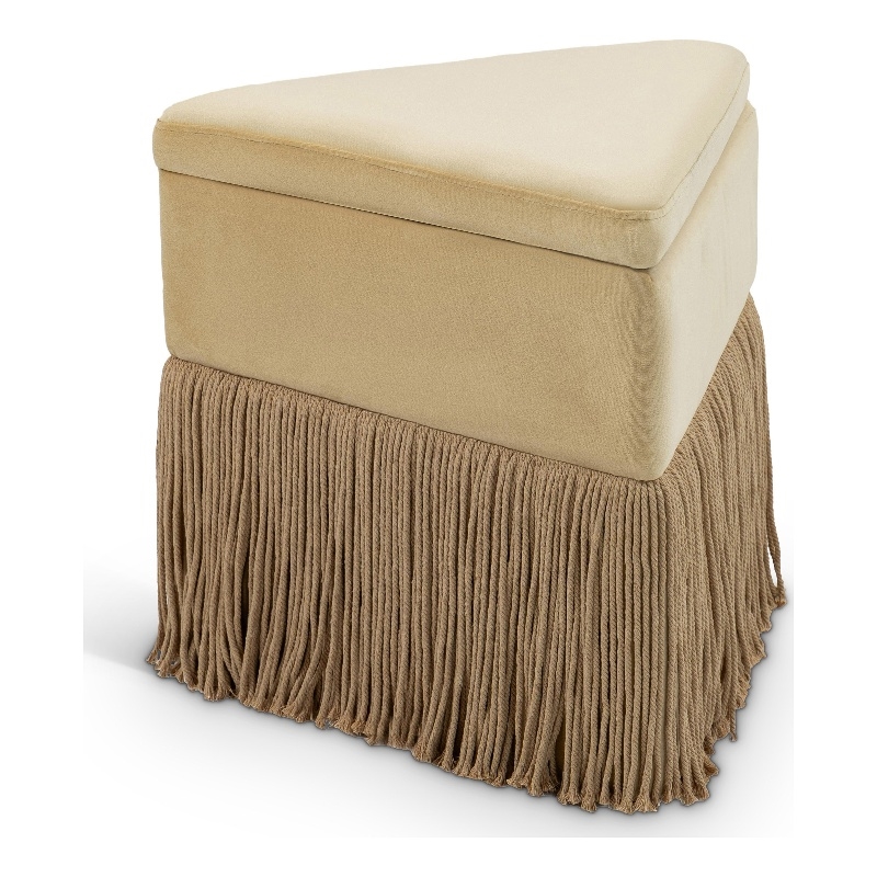Pemberly Row Contemporary Camel Velvet Ottoman/Stool - 19.5