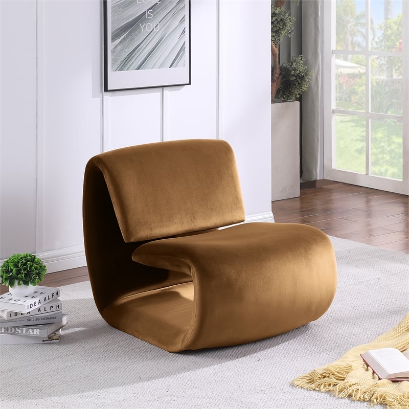 Pemberly Row Contemporary Saddle Velvet Accent Chair - 26