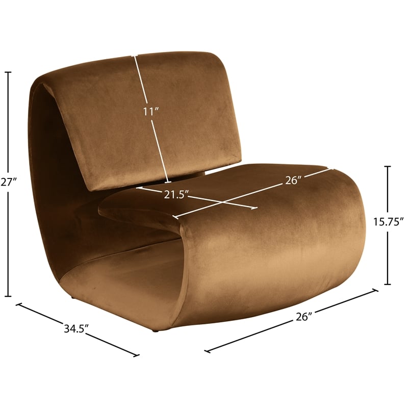 Pemberly Row Contemporary Saddle Velvet Accent Chair - 26