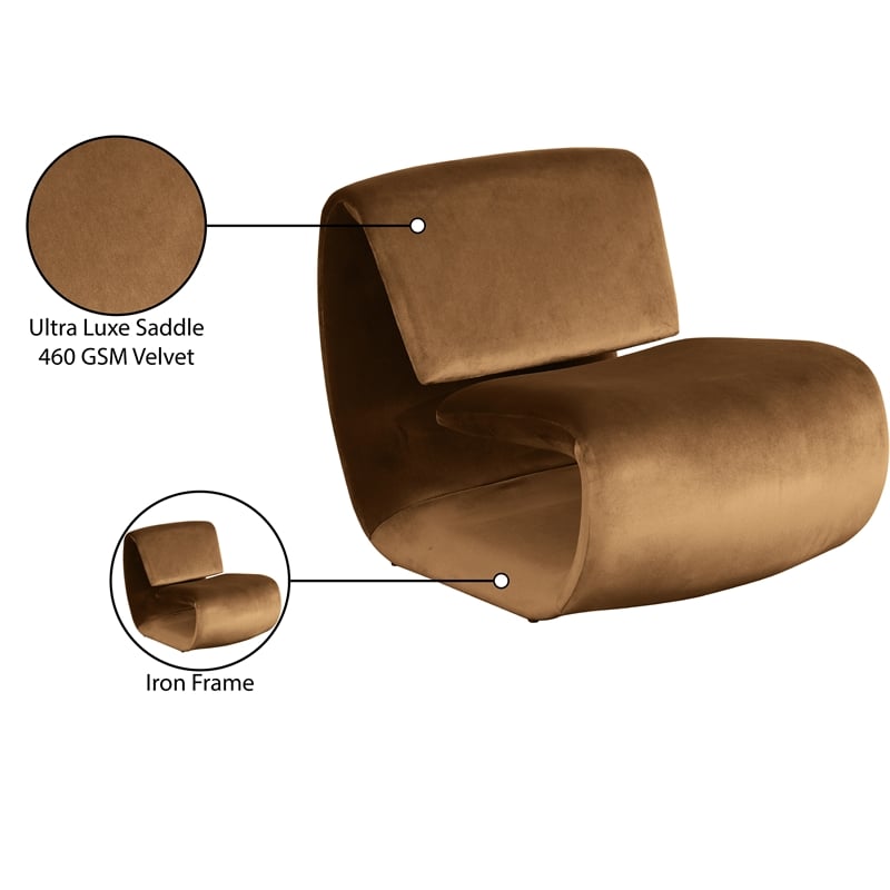 Pemberly Row Contemporary Saddle Velvet Accent Chair - 26