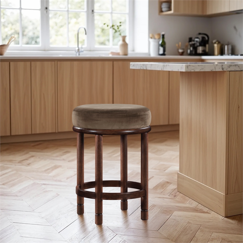 Pemberly Row Contemporary Brown Velvet Counter Stool - 18