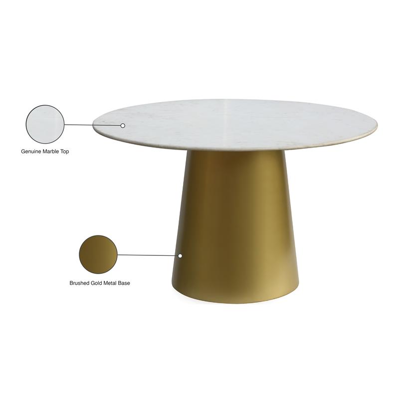 Pemberly Row Contemporary Marble Dining Table in Gold - 50