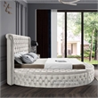 Pemberly Row Contemporary Cream Velvet Full Round Bed - 87