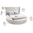 Pemberly Row Contemporary Cream Velvet Full Round Bed - 87