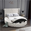 Pemberly Row Contemporary Cream Velvet Full Round Bed - 87