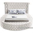 Pemberly Row Contemporary Cream Velvet Full Round Bed - 87