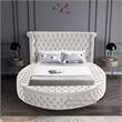 Pemberly Row Contemporary Cream Velvet Full Round Bed - 87