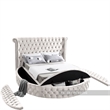 Pemberly Row Contemporary Cream Velvet Full Round Bed - 87