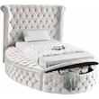 Pemberly Row Contemporary Cream Velvet Twin Round Bed - 71.5