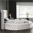 Pemberly Row Contemporary Cream Velvet Twin Round Bed - 71.5