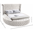 Pemberly Row Contemporary Cream Velvet Twin Round Bed - 71.5