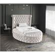 Pemberly Row Contemporary Cream Velvet Twin Round Bed - 71.5