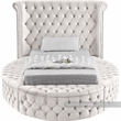 Pemberly Row Contemporary Cream Velvet Twin Round Bed - 71.5