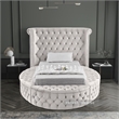 Pemberly Row Contemporary Cream Velvet Twin Round Bed - 71.5