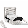 Pemberly Row Contemporary Cream Velvet Twin Round Bed - 71.5