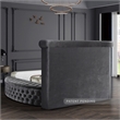 Pemberly Row Contemporary Gray Velvet Queen Round Bed - 93.75
