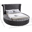 Pemberly Row Contemporary Gray Velvet Queen Round Bed - 93.75