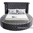 Pemberly Row Contemporary Gray Velvet Queen Round Bed - 93.75