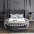 Pemberly Row Contemporary Gray Velvet Queen Round Bed - 93.75