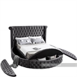 Pemberly Row Contemporary Gray Velvet Queen Round Bed - 93.75