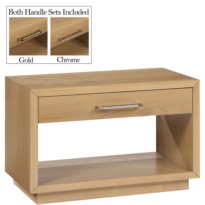 Pemberly Row Contemporary Oak Wood Veneer Night Stand - 32