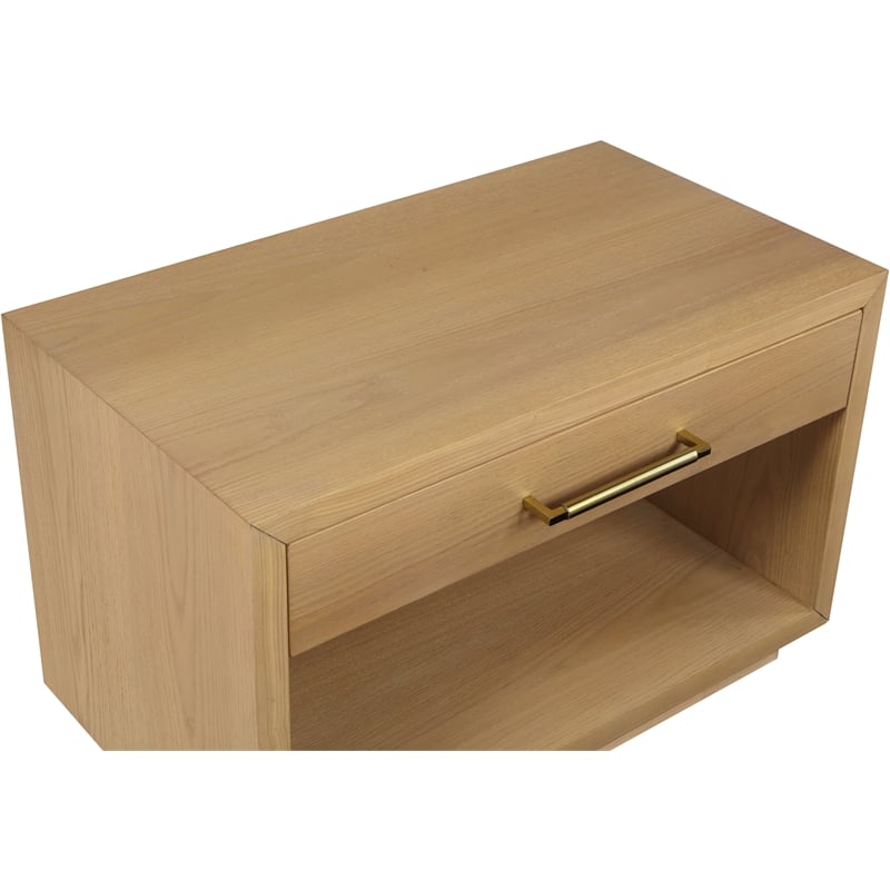 Pemberly Row Contemporary Oak Wood Veneer Night Stand - 32
