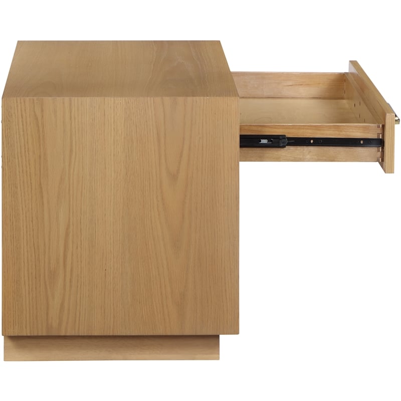 Pemberly Row Contemporary Oak Wood Veneer Night Stand - 32