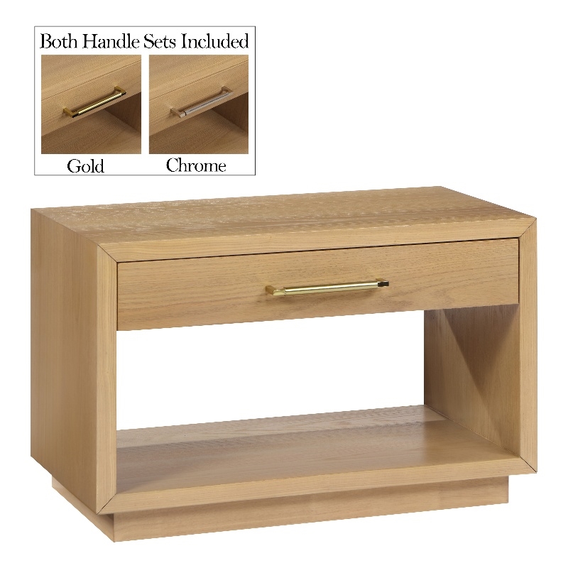 Pemberly Row Contemporary Oak Wood Veneer Night Stand - 32