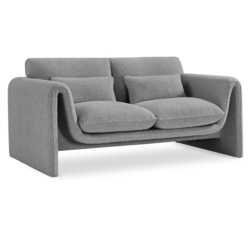 Pemberly Row Contemporary Gray Boucle Fabric Loveseat - 64