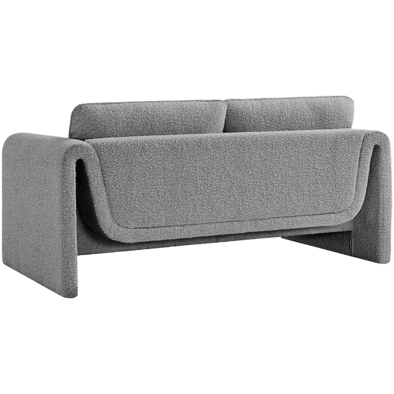 Pemberly Row Contemporary Gray Boucle Fabric Loveseat - 64